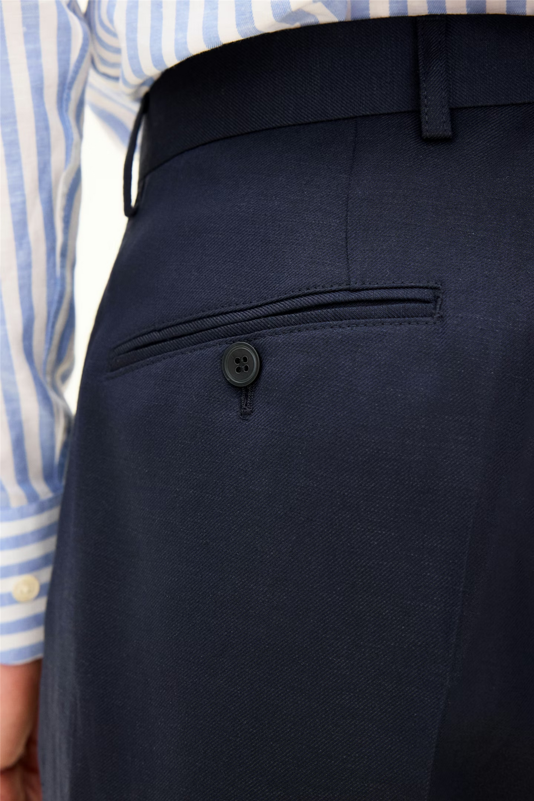 Del Regular Fit Wool/Linen Trousers Navy