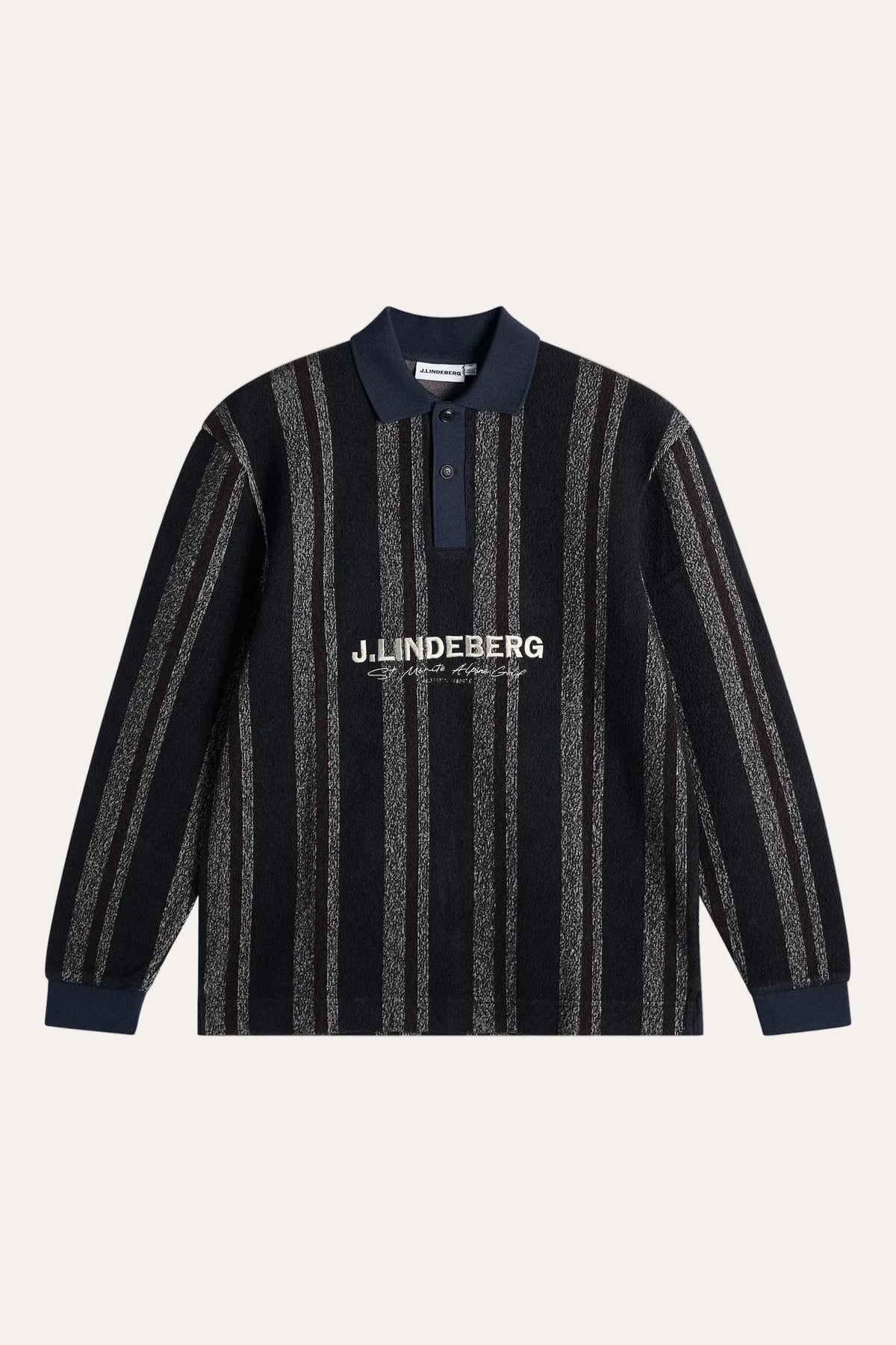 Bergman Jacquard Oversize Polo Garrett Polo Stripe Navy - packshot