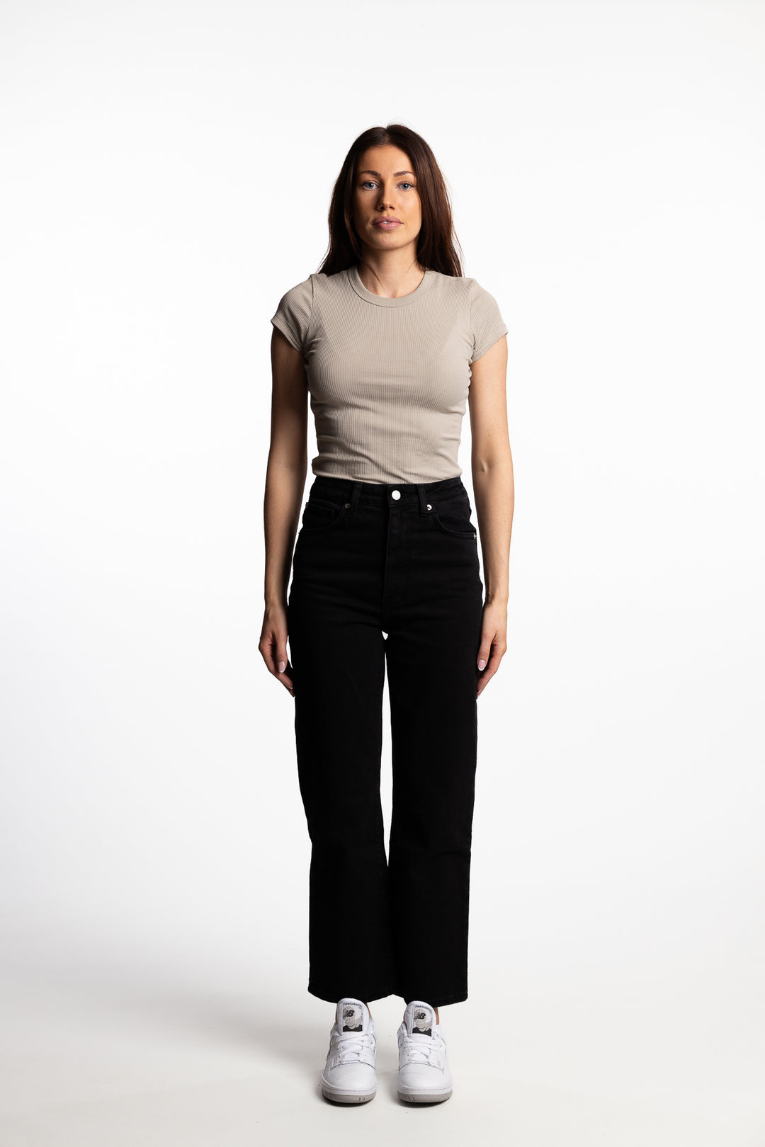 Holly- Washed Black- high waist straight fit cropped length