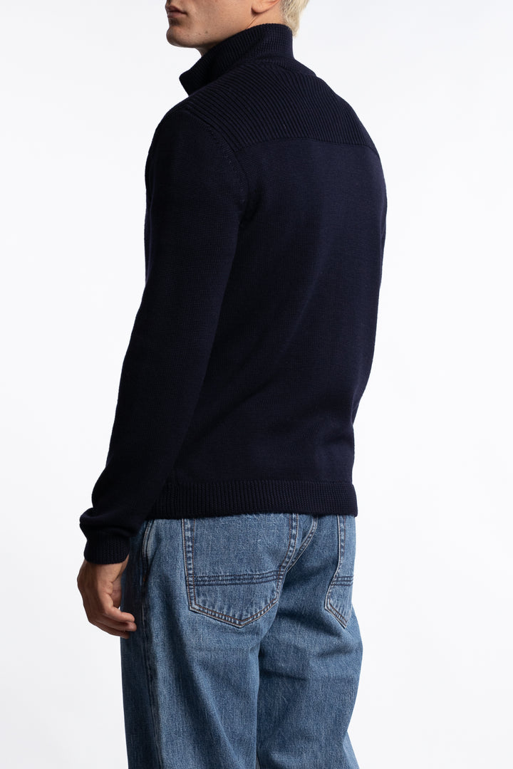 Full-zip Wool Cardigan Navy