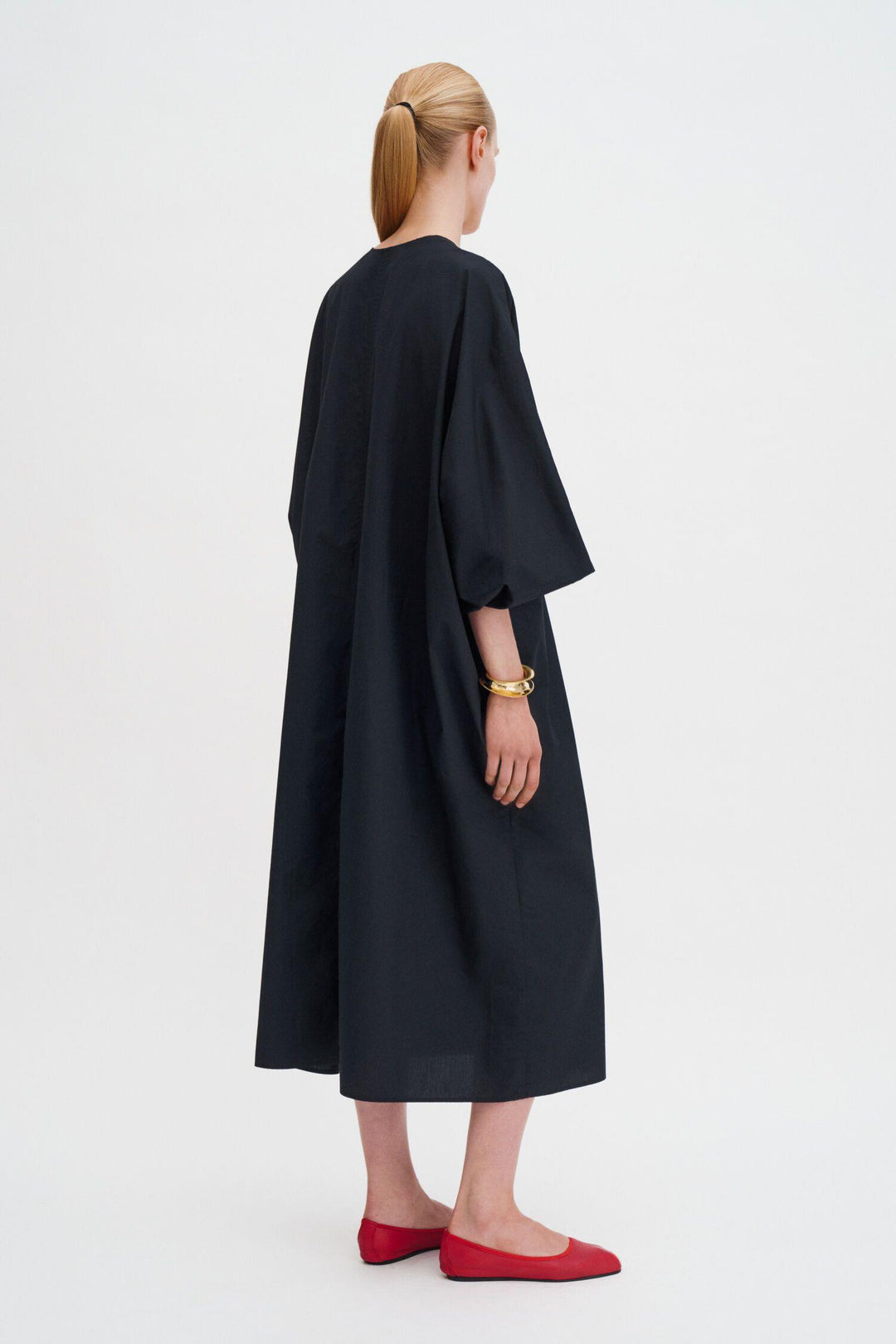 V-Neck Cotton Kaftan- Black