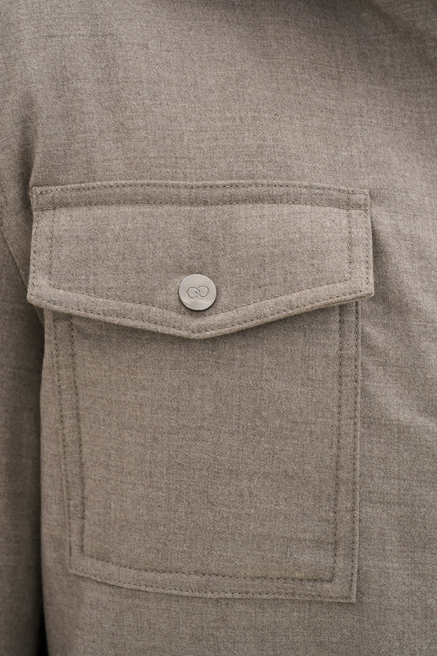 Flannel Shirt Jacket Beige Melange - detalj
