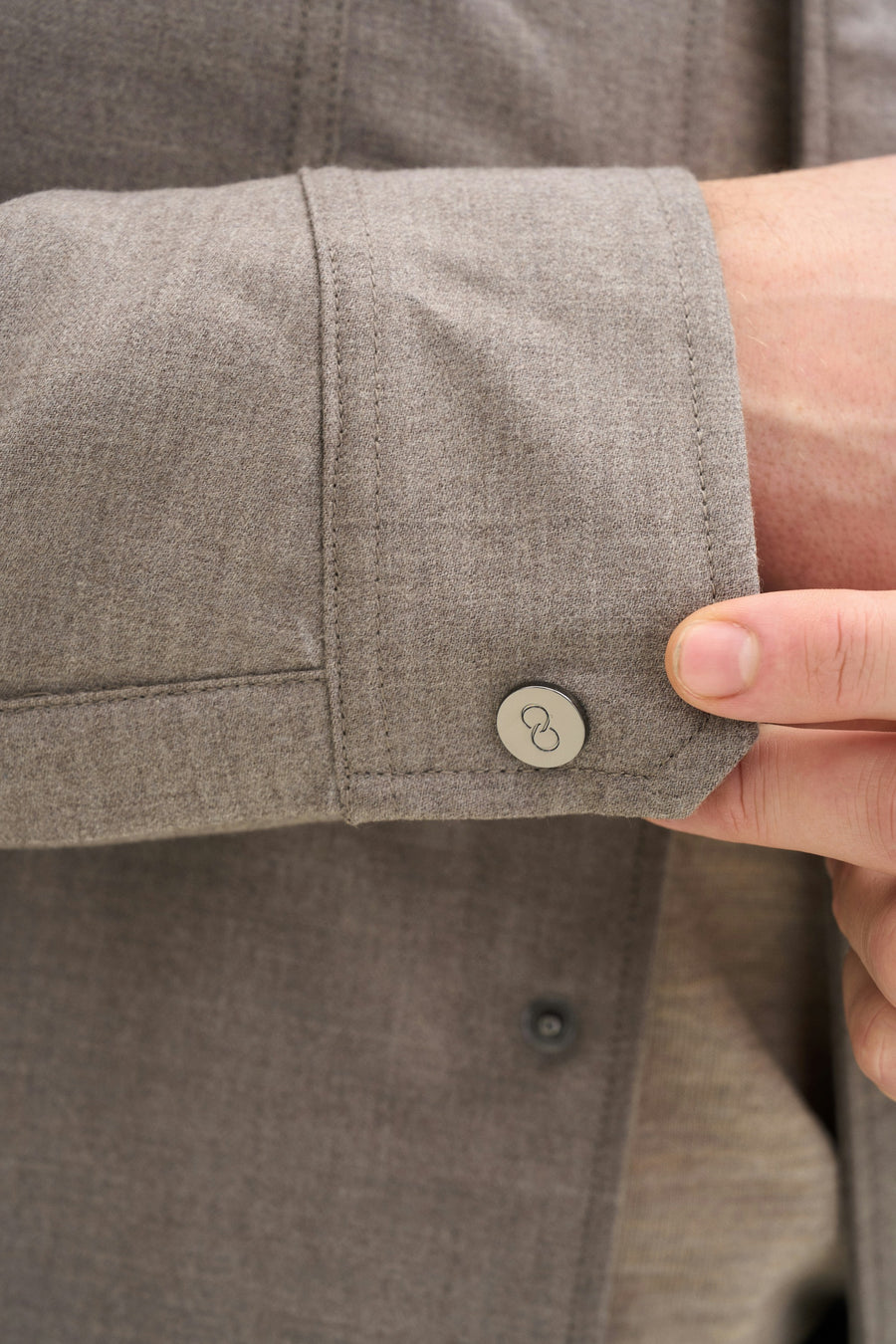 Flannel Shirt Jacket Beige Melange - detalj
