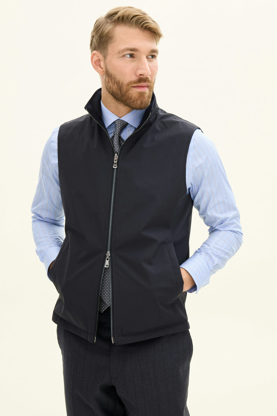 Reversible Padded Flannel Vest Navy