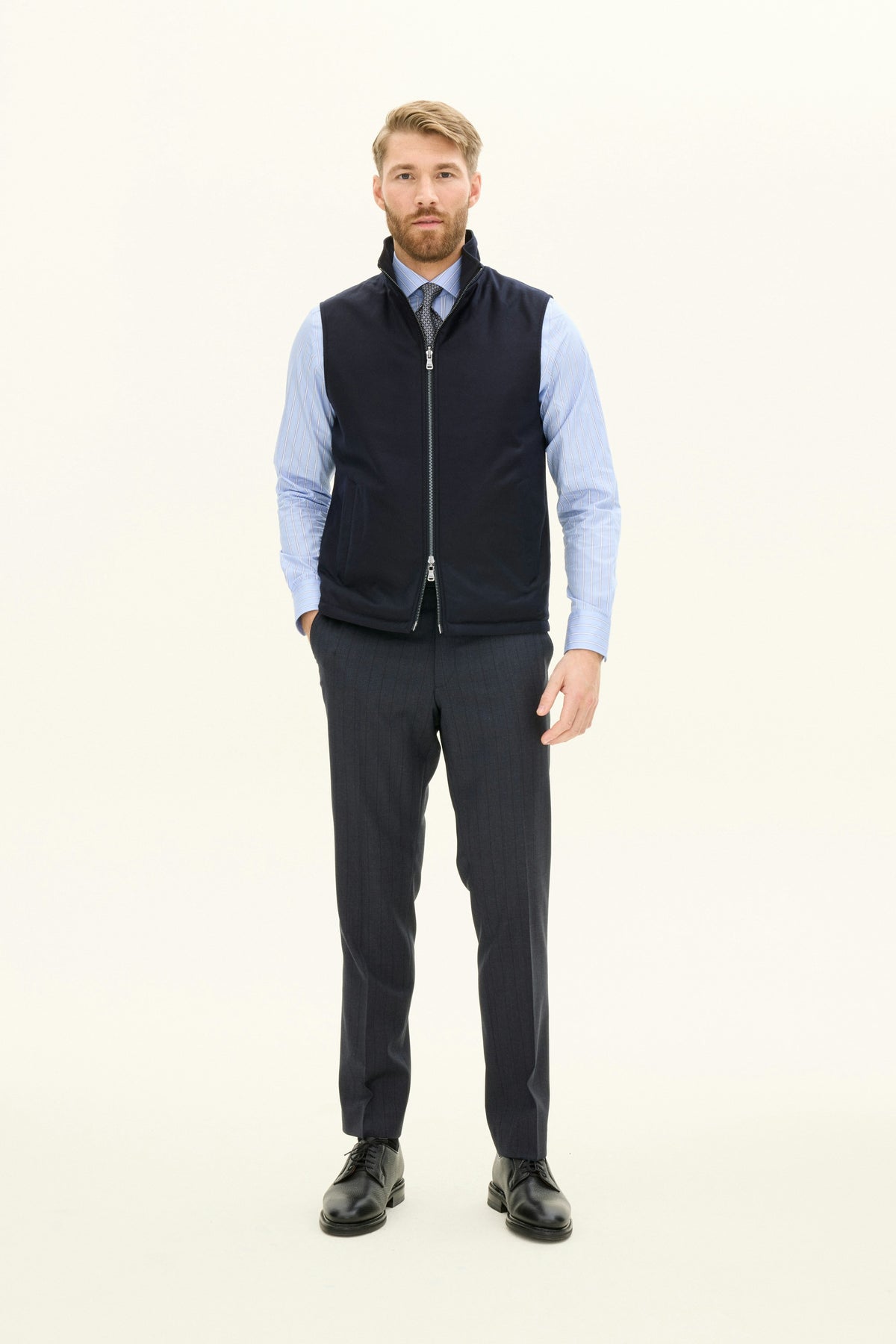 Reversible Padded Flannel Vest Navy