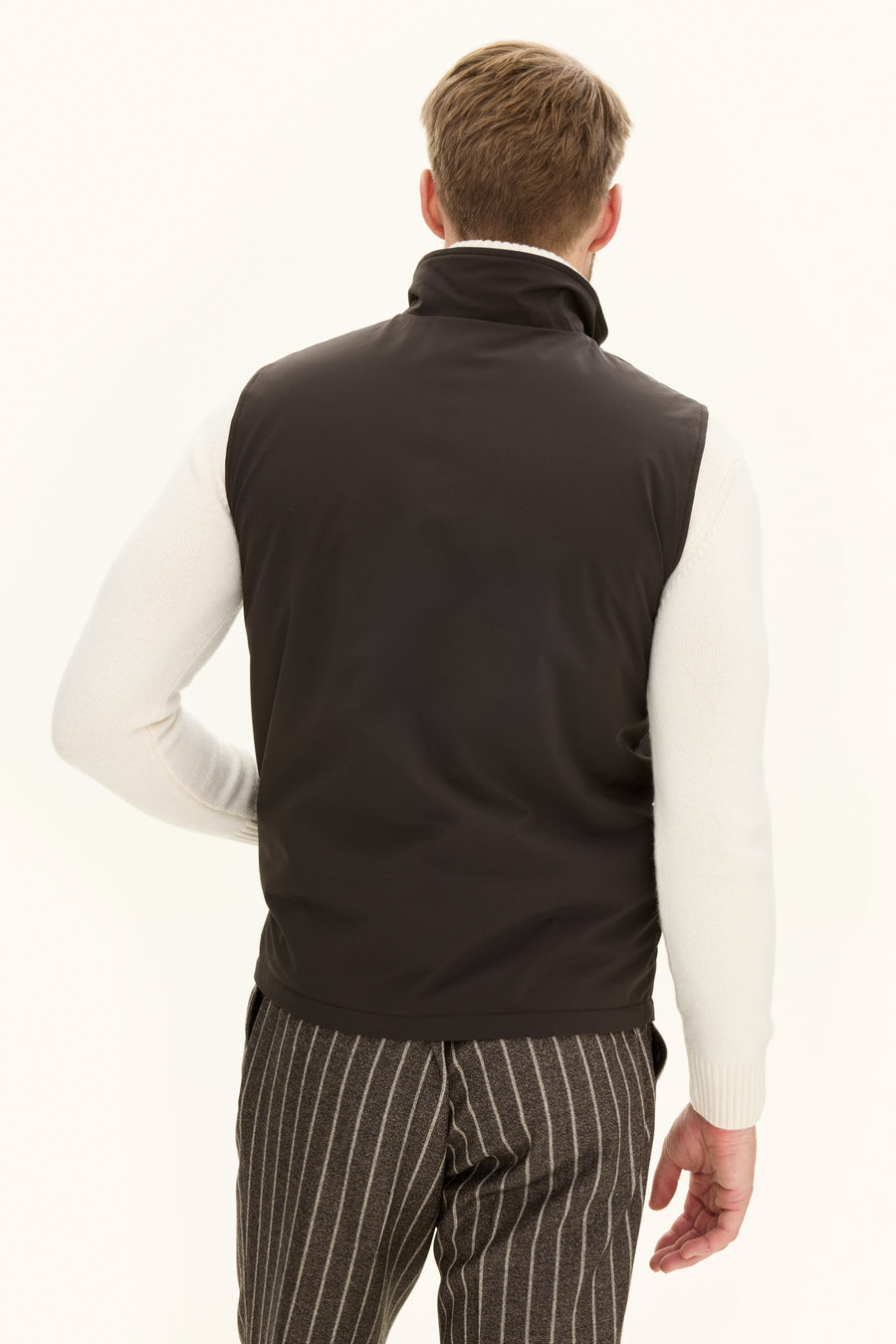 Reversible Padded Flannel Vest Beige
