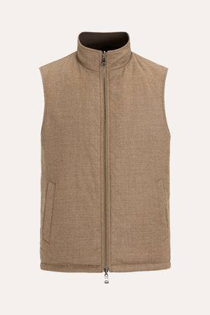 Reversible Padded Flannel Vest Beige