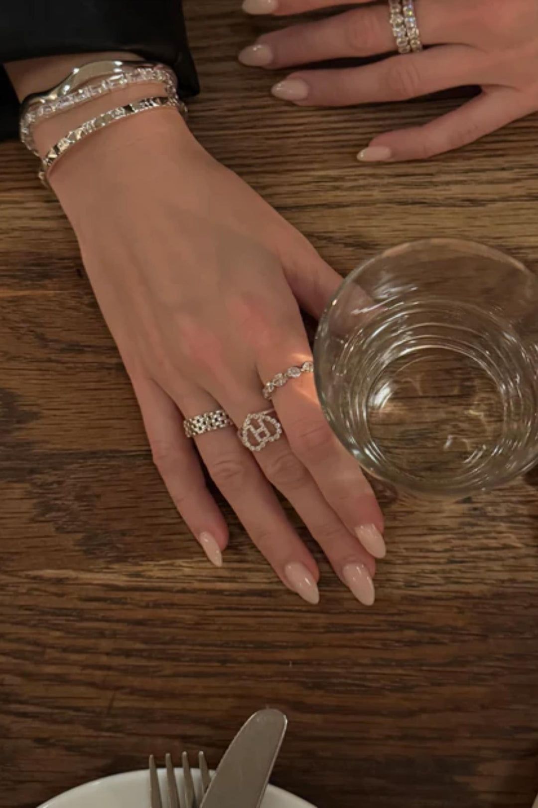 Diamond Band Ring Drop Silver