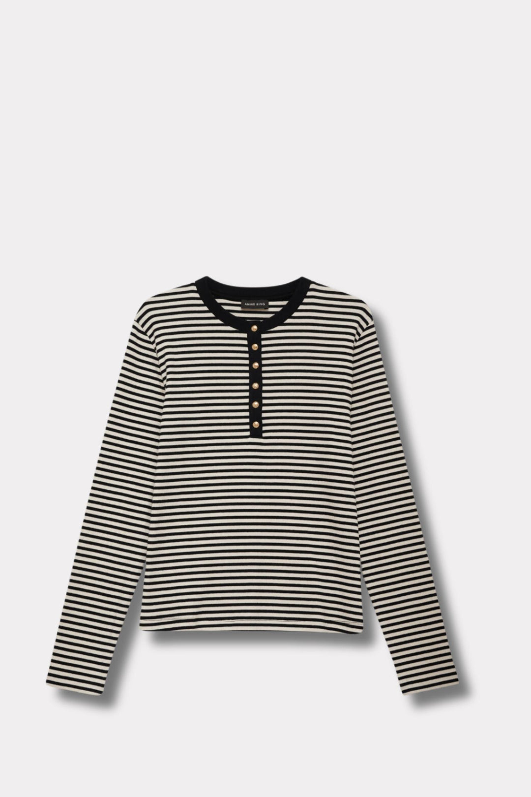 Alessia Long Sleeve Tee - Cream and Black Stripe