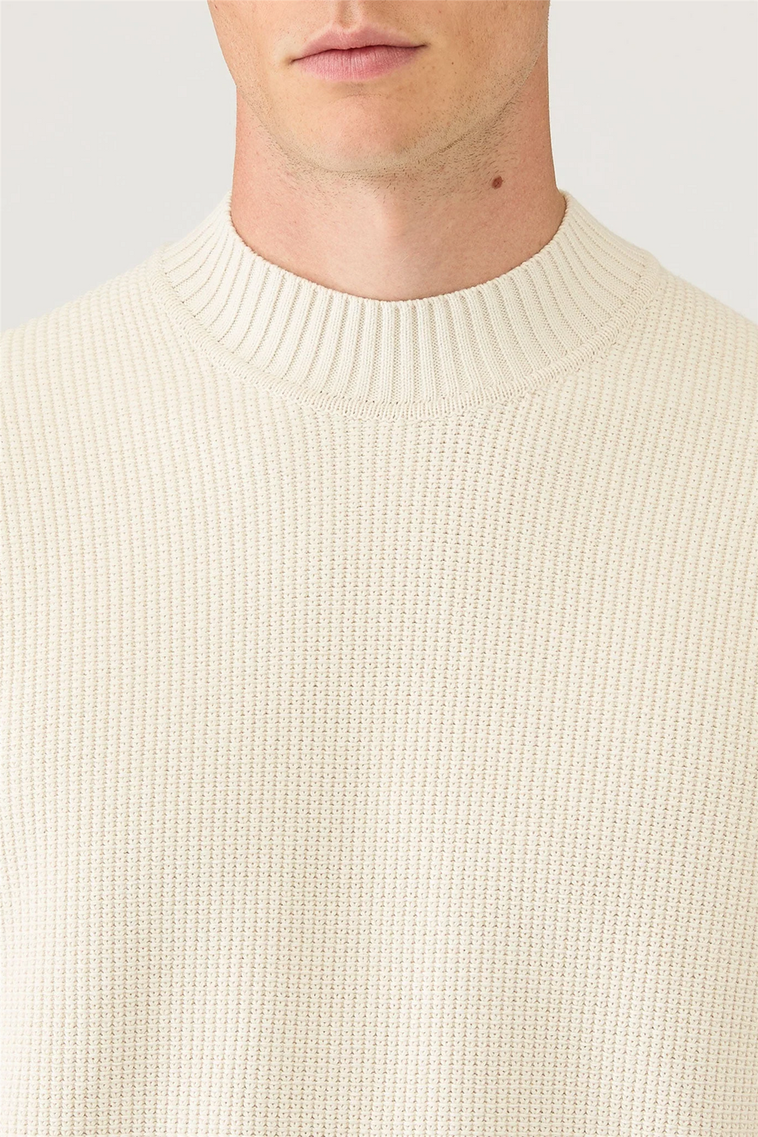 Cotton Crew Neck Jumper Ecru