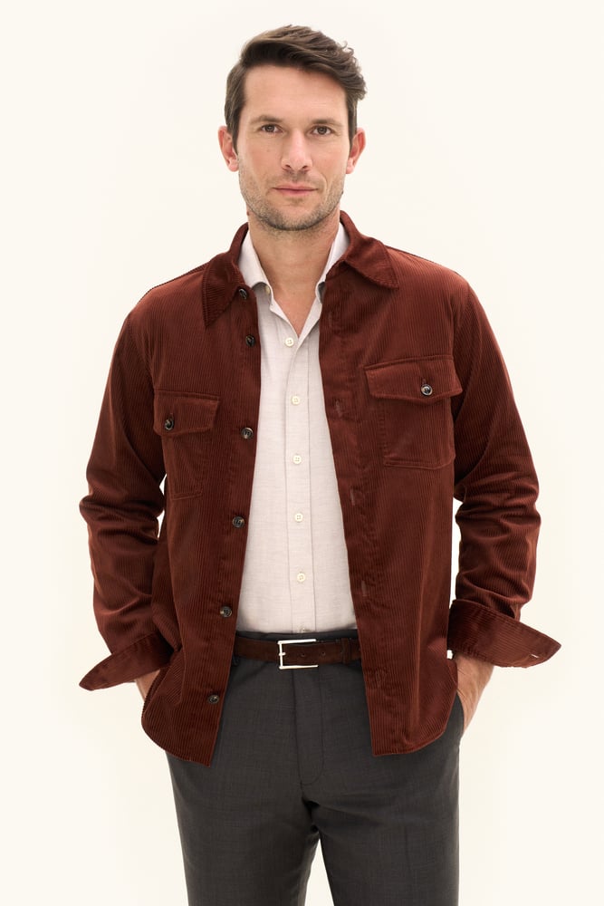 Magnus Shirt Jacket Orange Rust - Oscar Jacobson