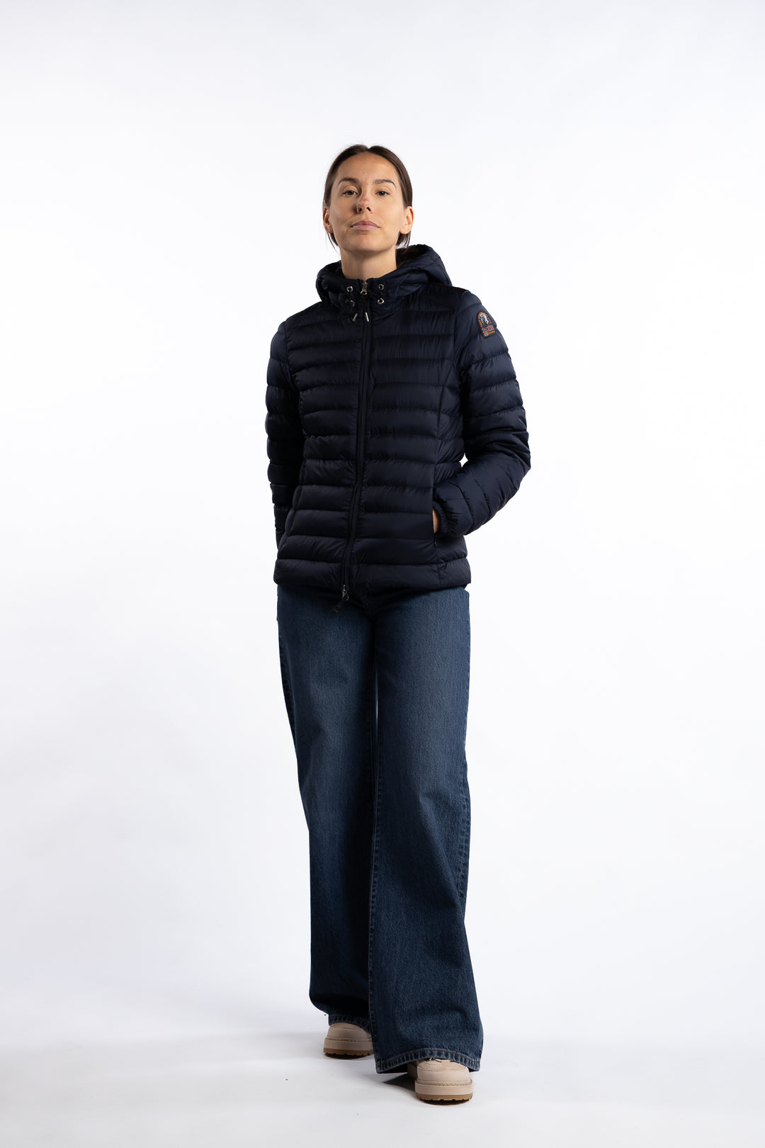 Genie Hooded Down Jacket- Blue Navy