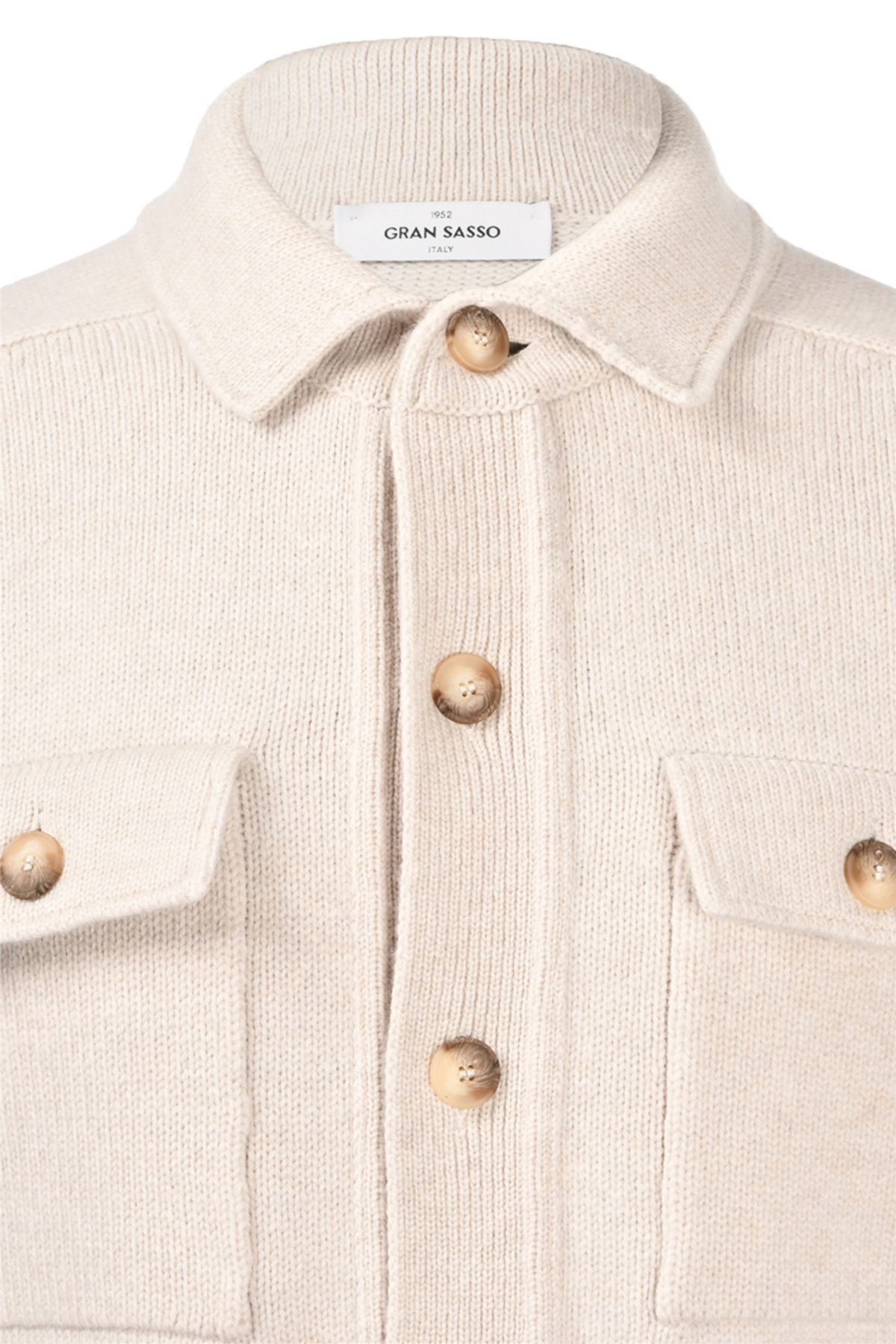 Super Geelong Jacket With Buttons And Shirt Collar Cream