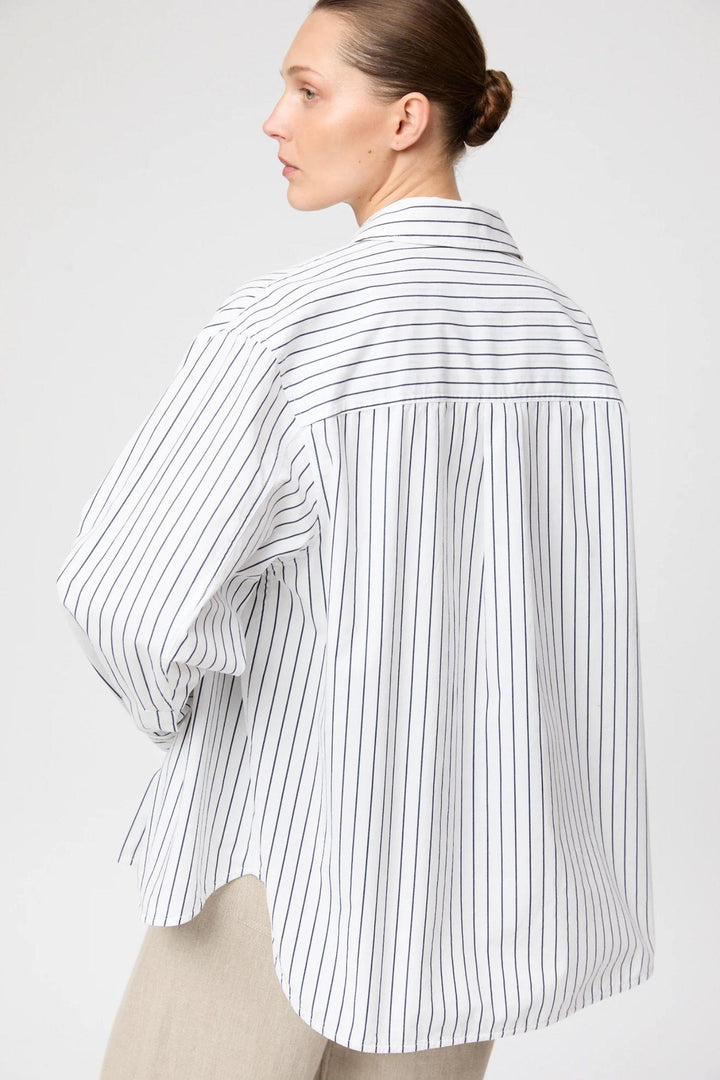 Poplin Workwear- Black White Stripe