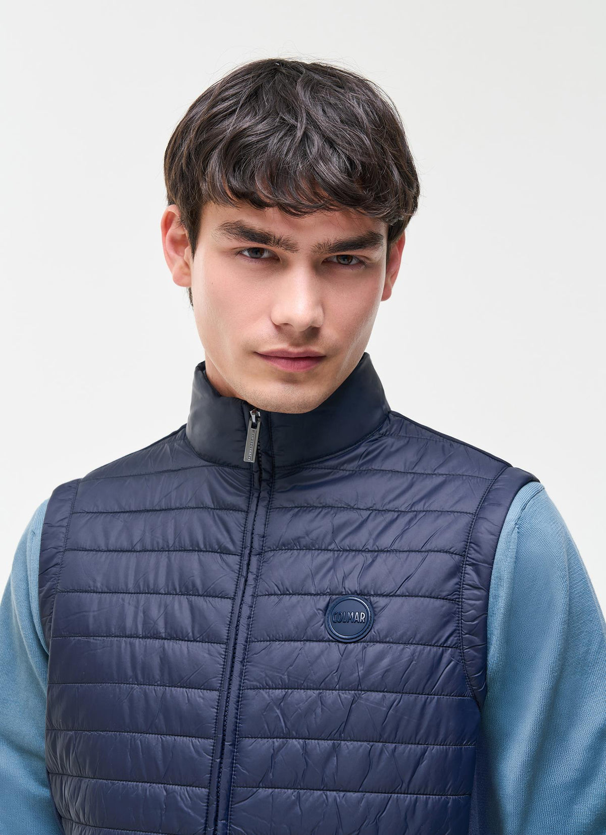 Vest With Knit Inserts Navy