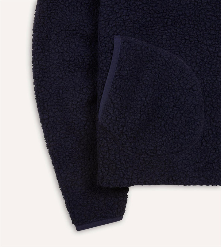 Boucle Wool Zip Fleece Jacket Navy