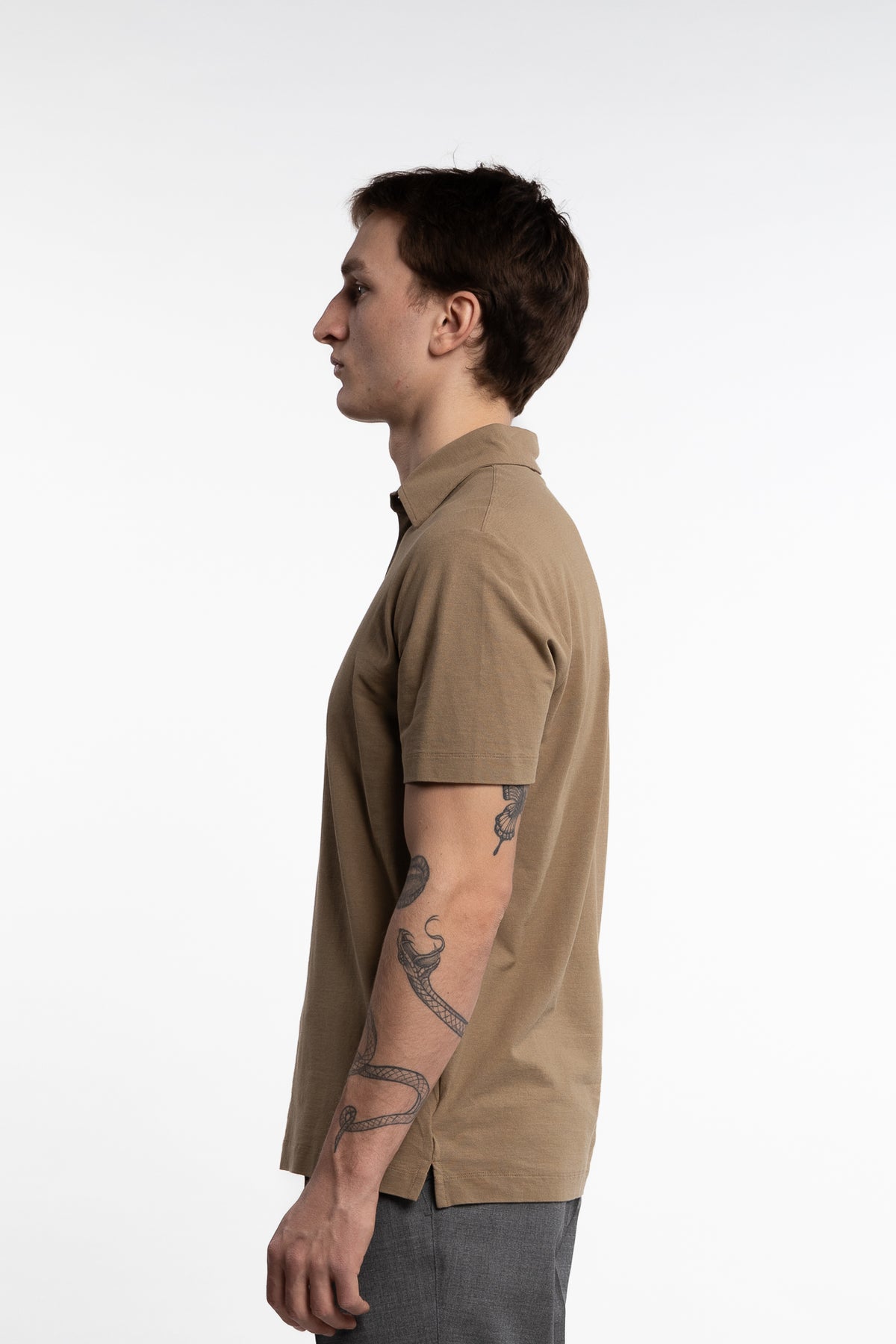 Ice Cotton Short Sleeve Polo Shirt Beige