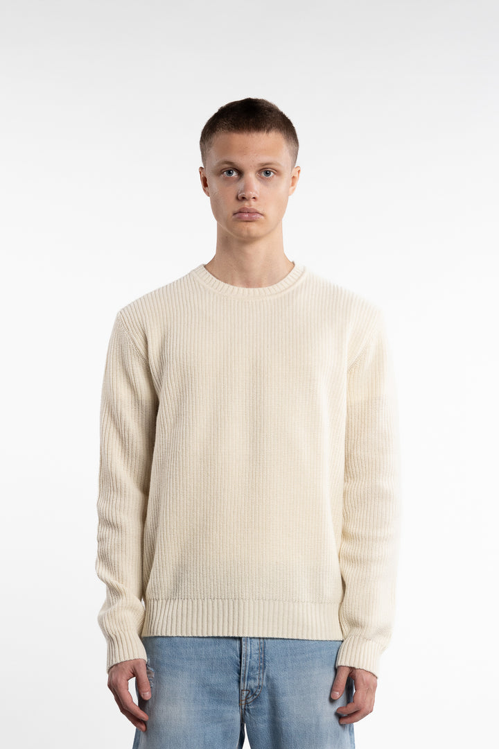 Merino Rib Knit Sweater Off White