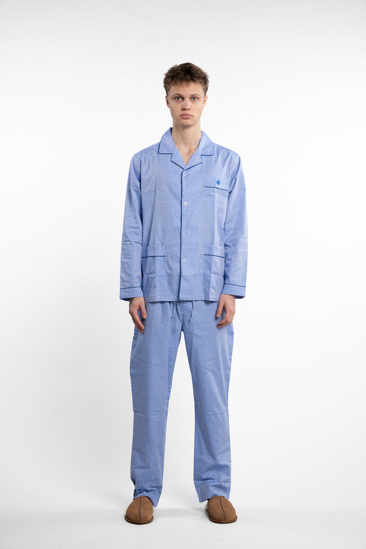 Popelin Pyjama Squares Lightblue