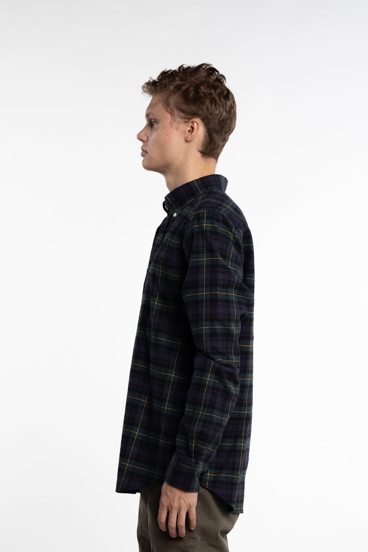 Flannel Tartan Slim Fit Shirt Navy