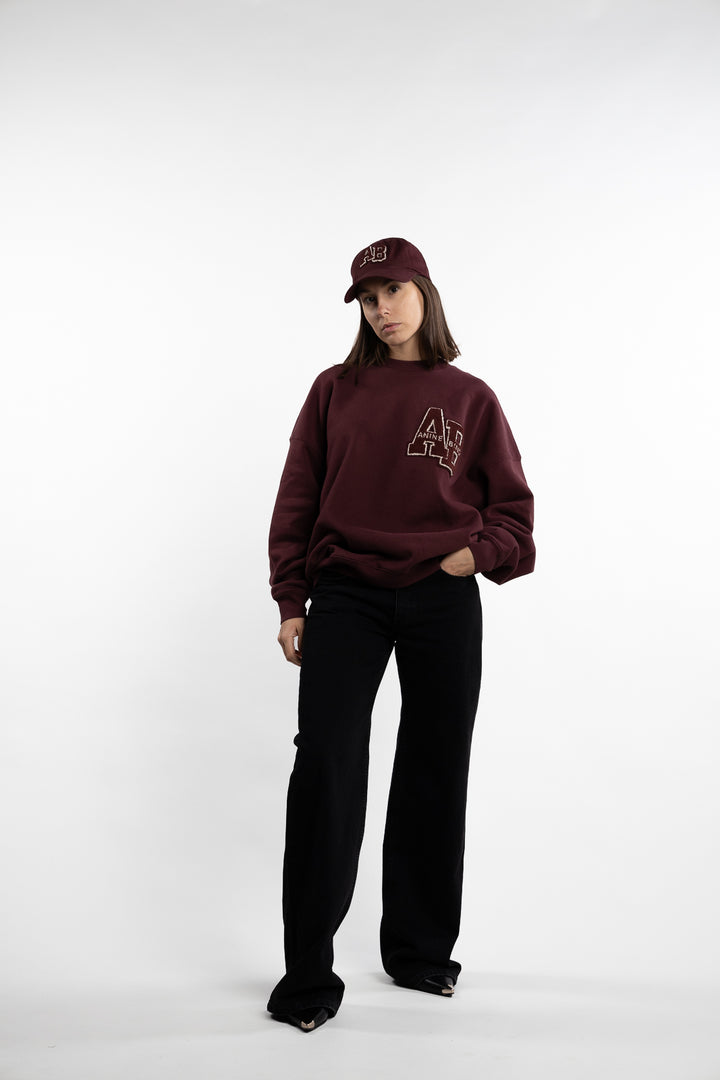 Miles Oversized Sweatshirt Letterman - Dark Burgundy