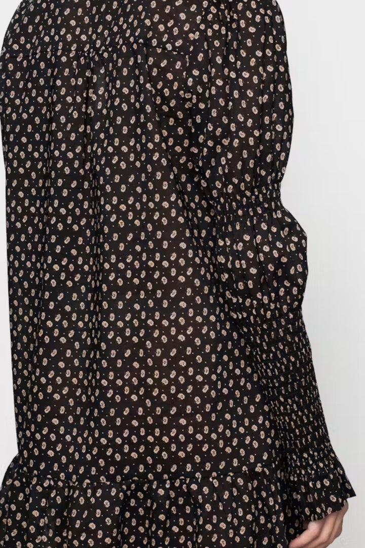 Lara Dress- Taupe Flower Print