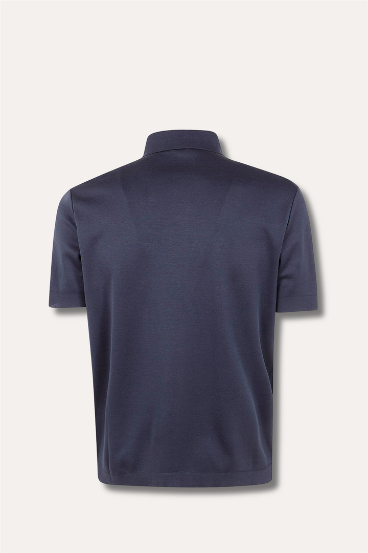 Jersey Knit Effect Polo Shirt Navy