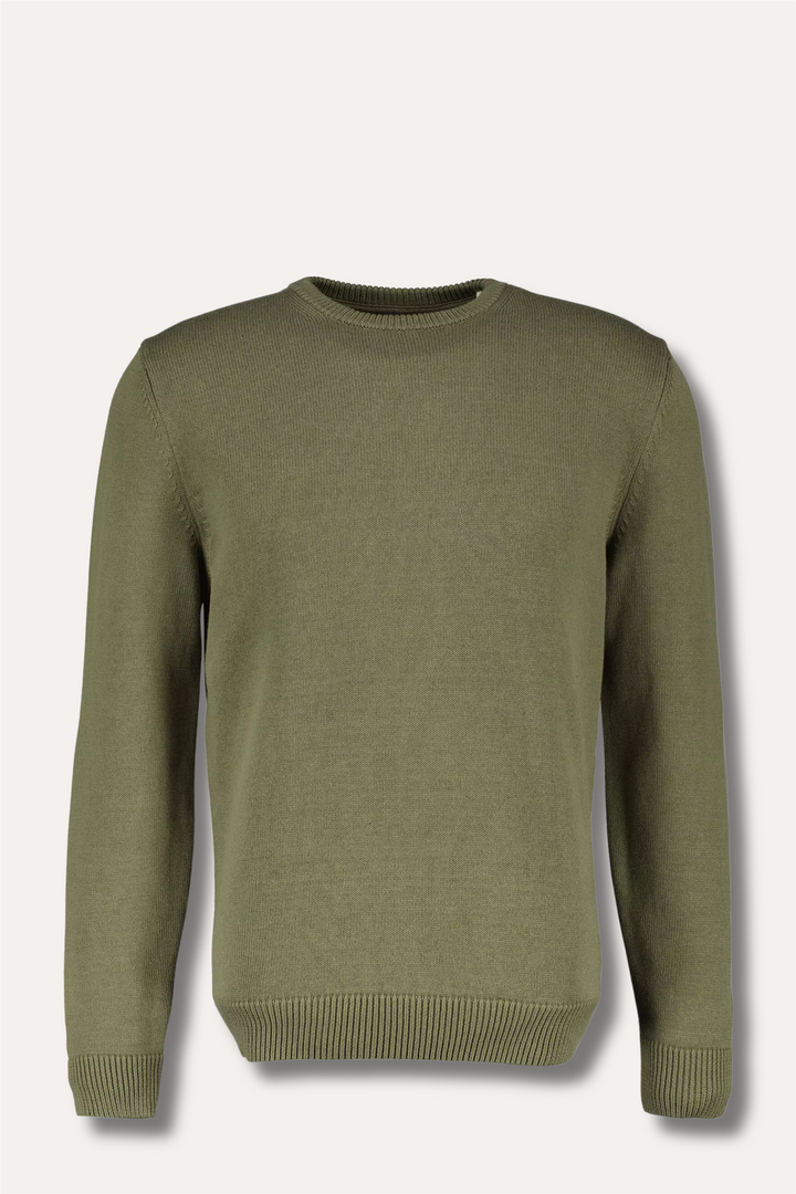 Sweater Knitted Crew Neck Organic Cotton Green
