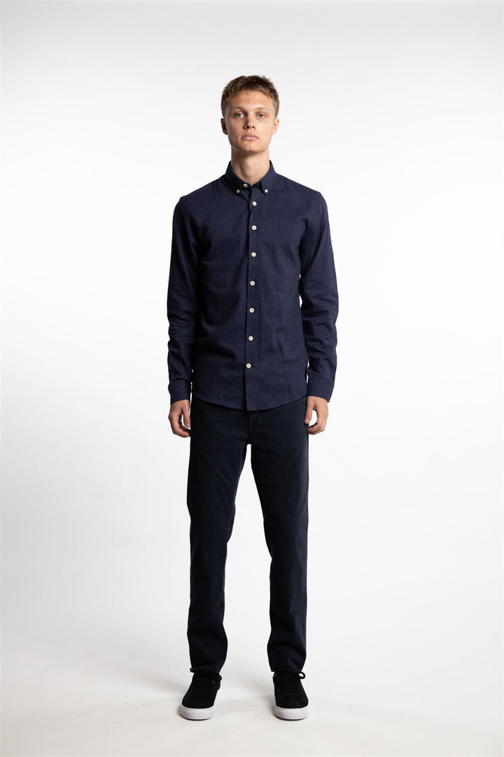 Mélange Brushed Shirt Navy