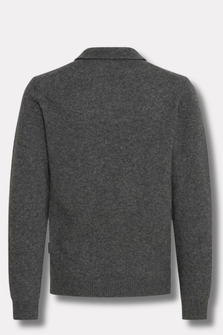 Karl Lambswool Polo Knit Dark Grey