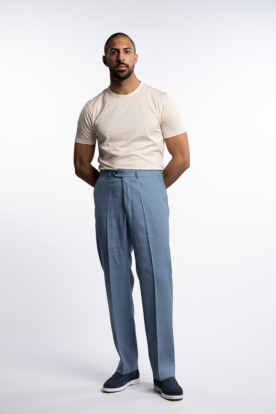 Del Regular Fit Linen Trousers Smog Blue