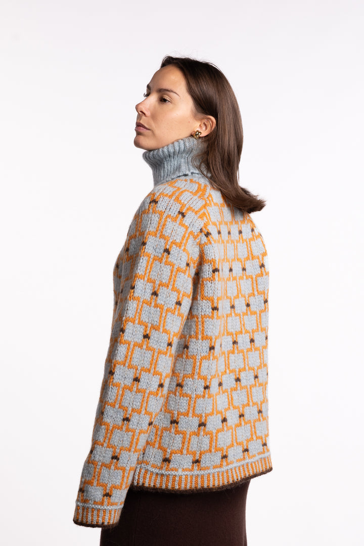 Norwegian Wool Turtleneck - Blue Mix