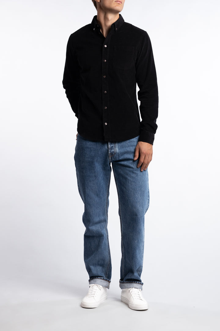Anton LS BD Baby Cord Shirt Black