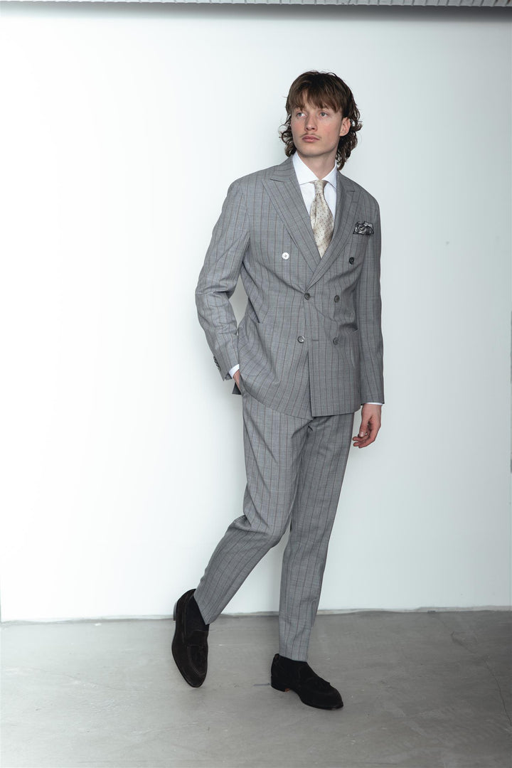 Prato Pinstripe Trousers Gray Melange