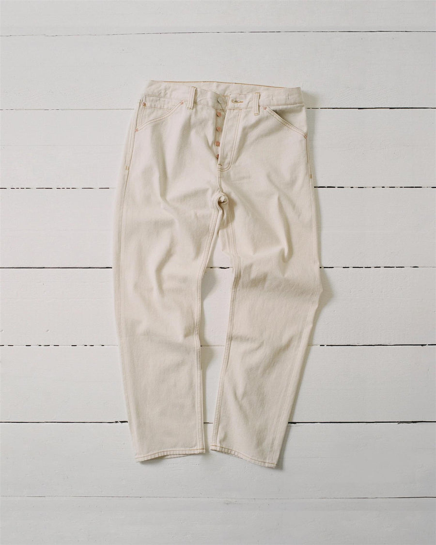 12.7oz Selvedge Denim Contrast Stitch Five-Pocket Jeans Ecru
