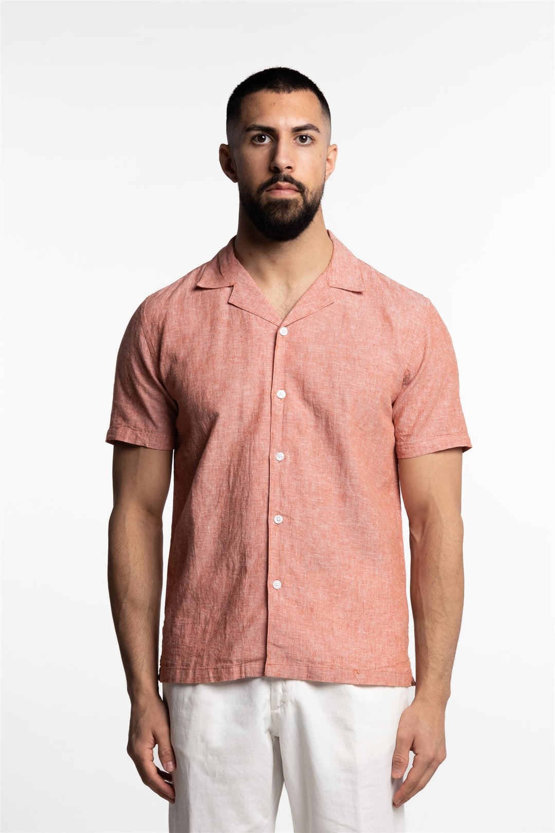 Short Sleeve Linen/Cotton Shirt Clay