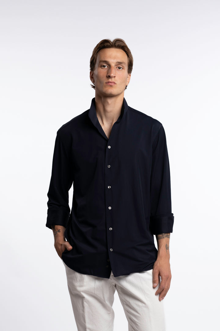 Active Stretch Shirt No Collar Navy