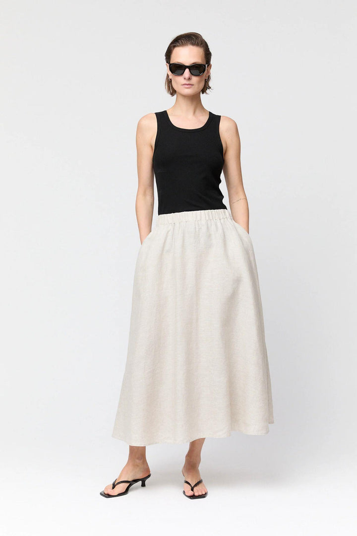 Linen Isabella Skirt- Jet Black