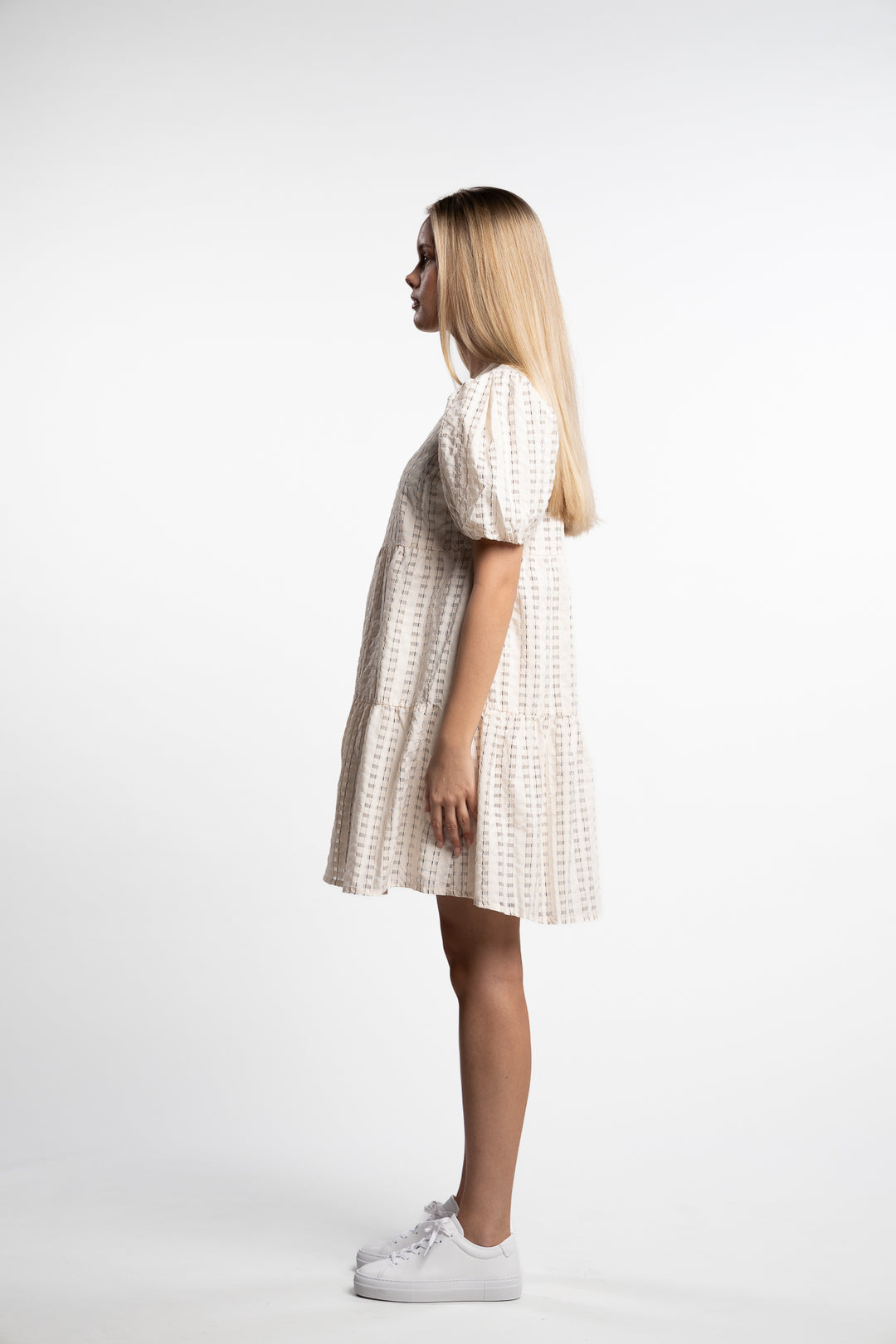 Santina Dress- Cream Check