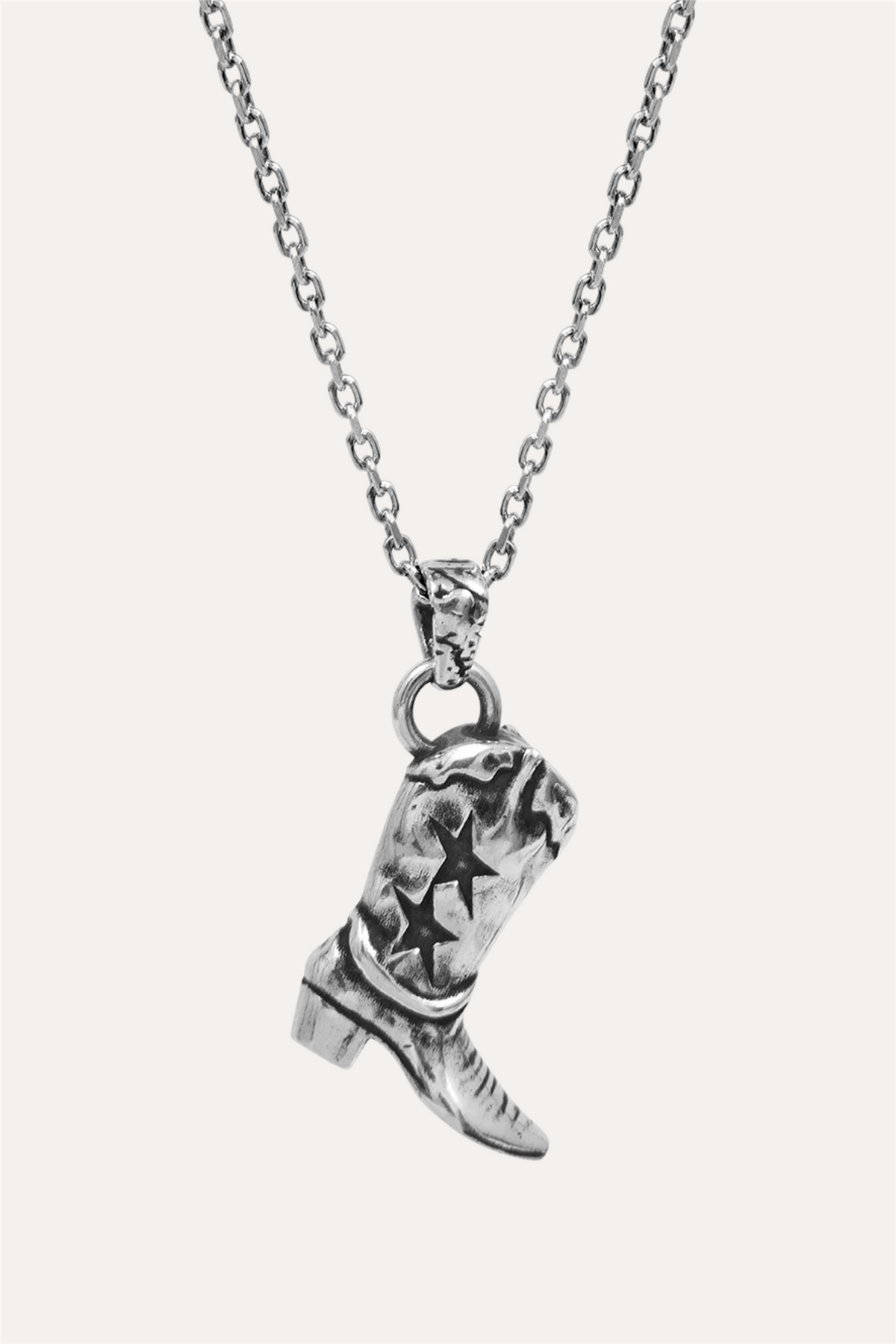 Cowboy Boot Necklace Silver