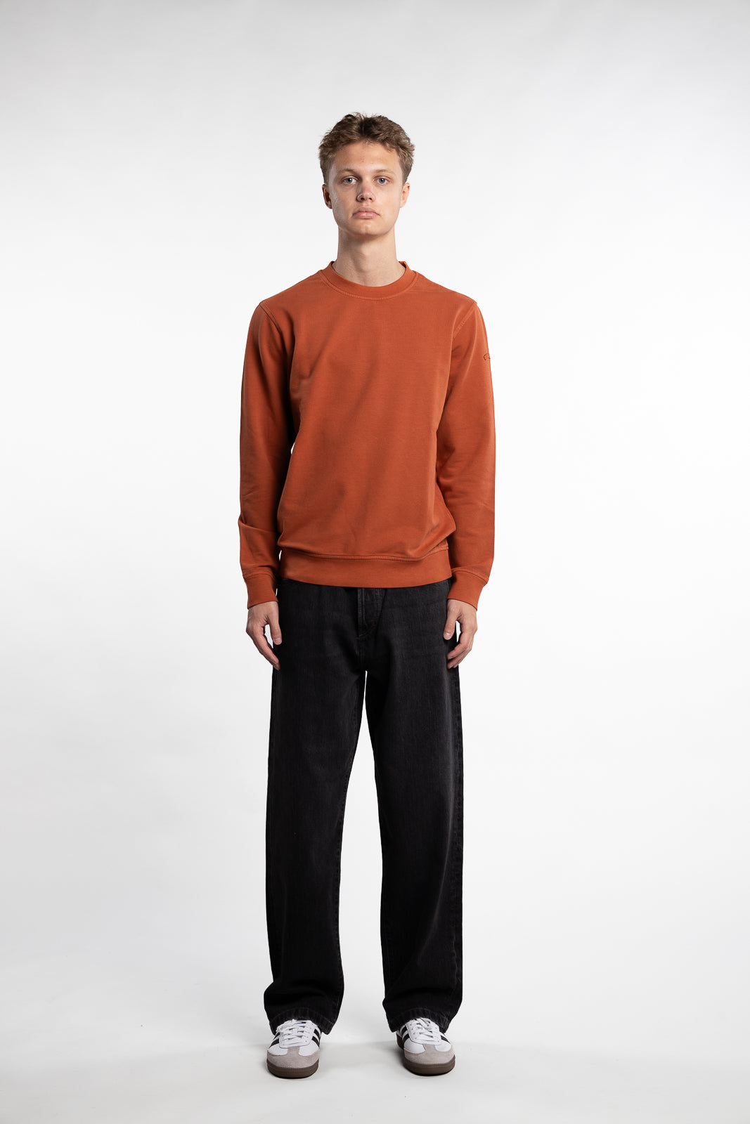 X-Soft Garment Dyed Stretch Cotton Sweatshirt Orange