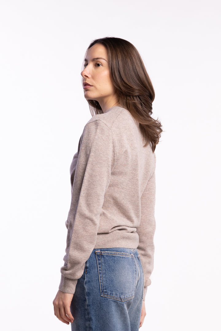 Crewneck Jumper Yak Wool- Greige Melange
