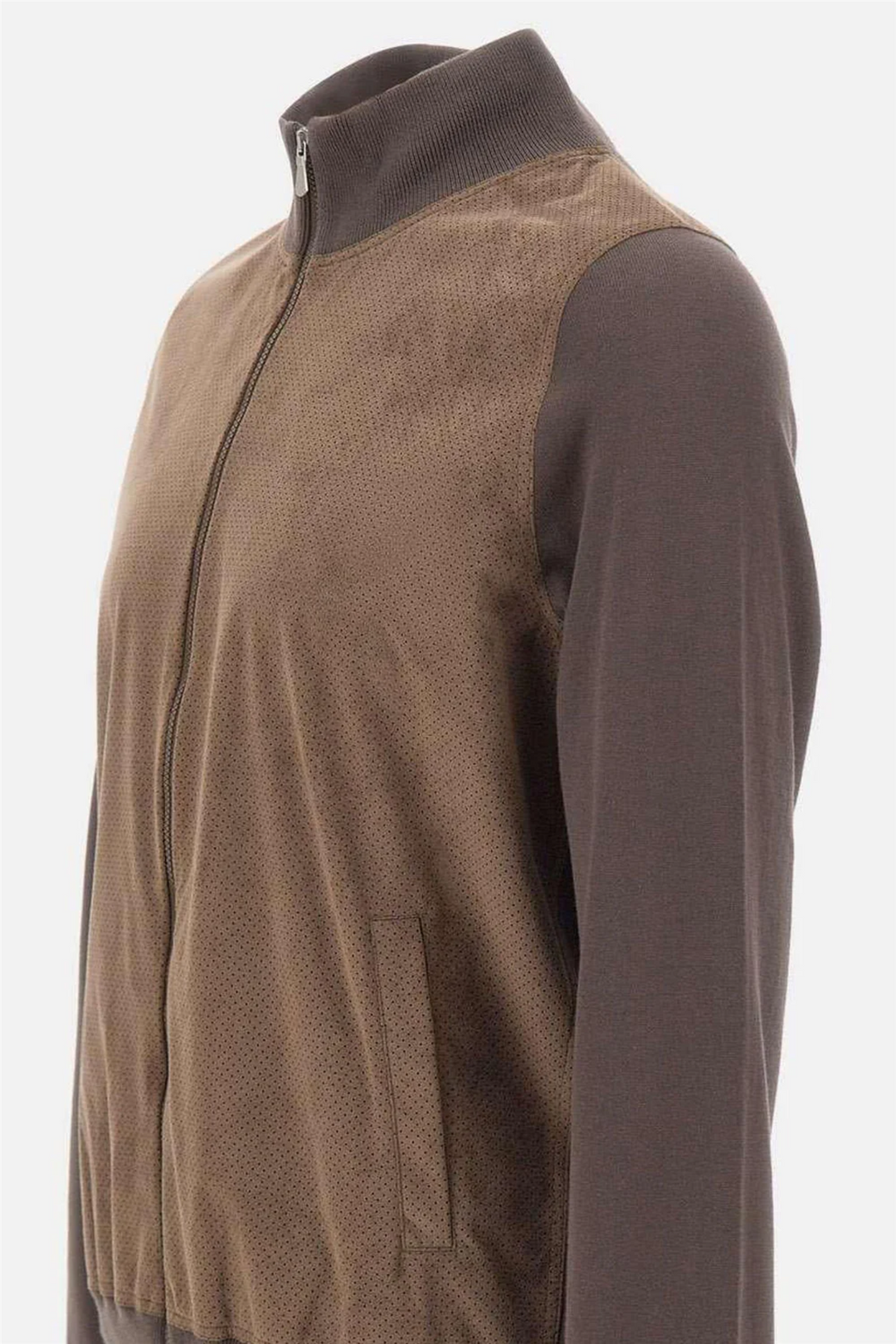 Organic Cotton and Alcantara Jacket Brown