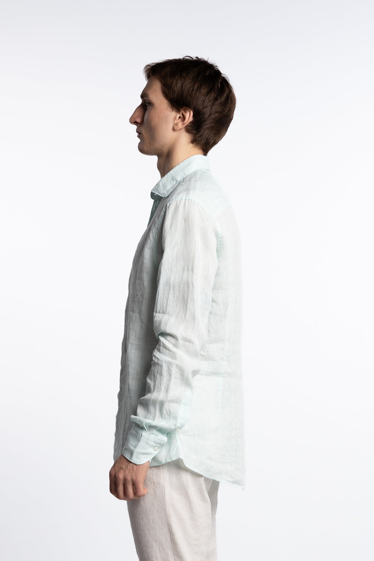 Slimline Linen Shirt Light Aqua