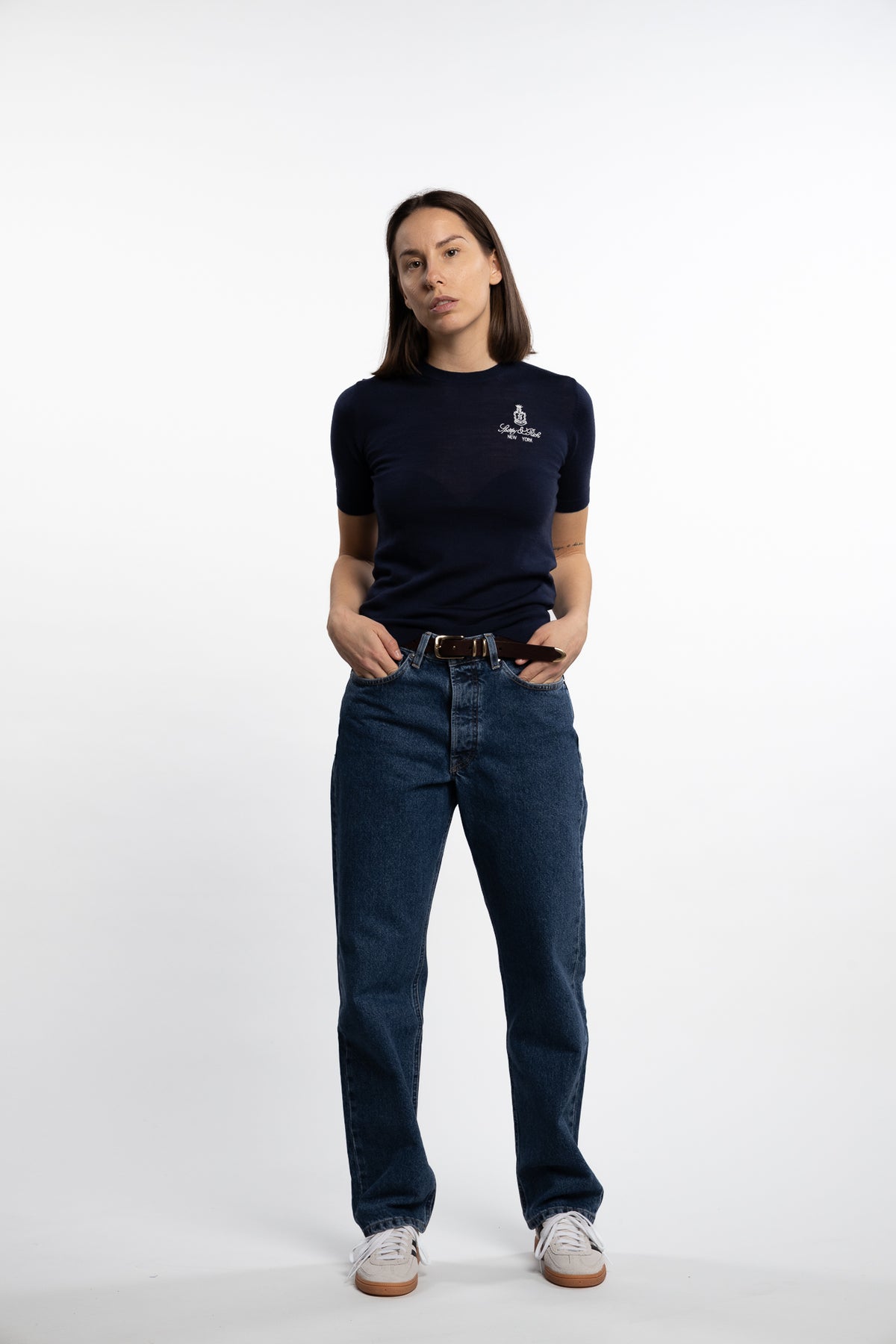 Vendome SS Merino Sweater- Navy