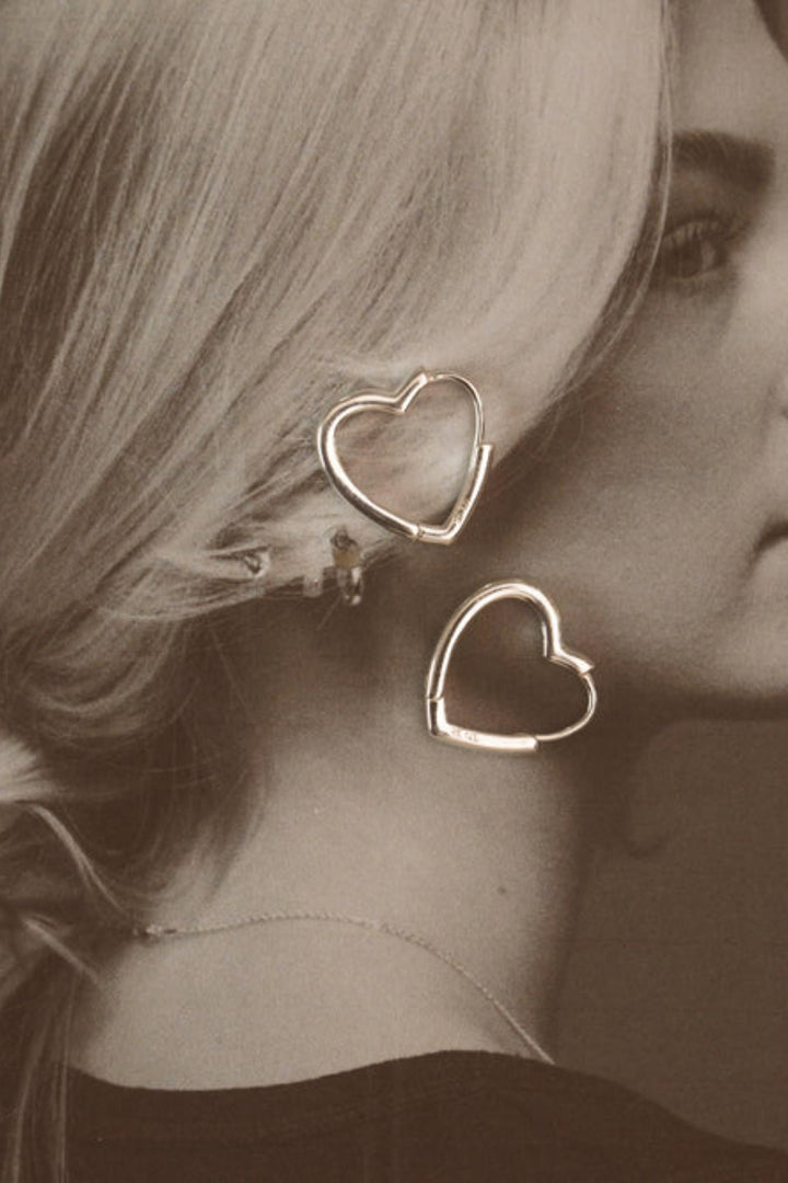 Simple Heart Earrings - Silver