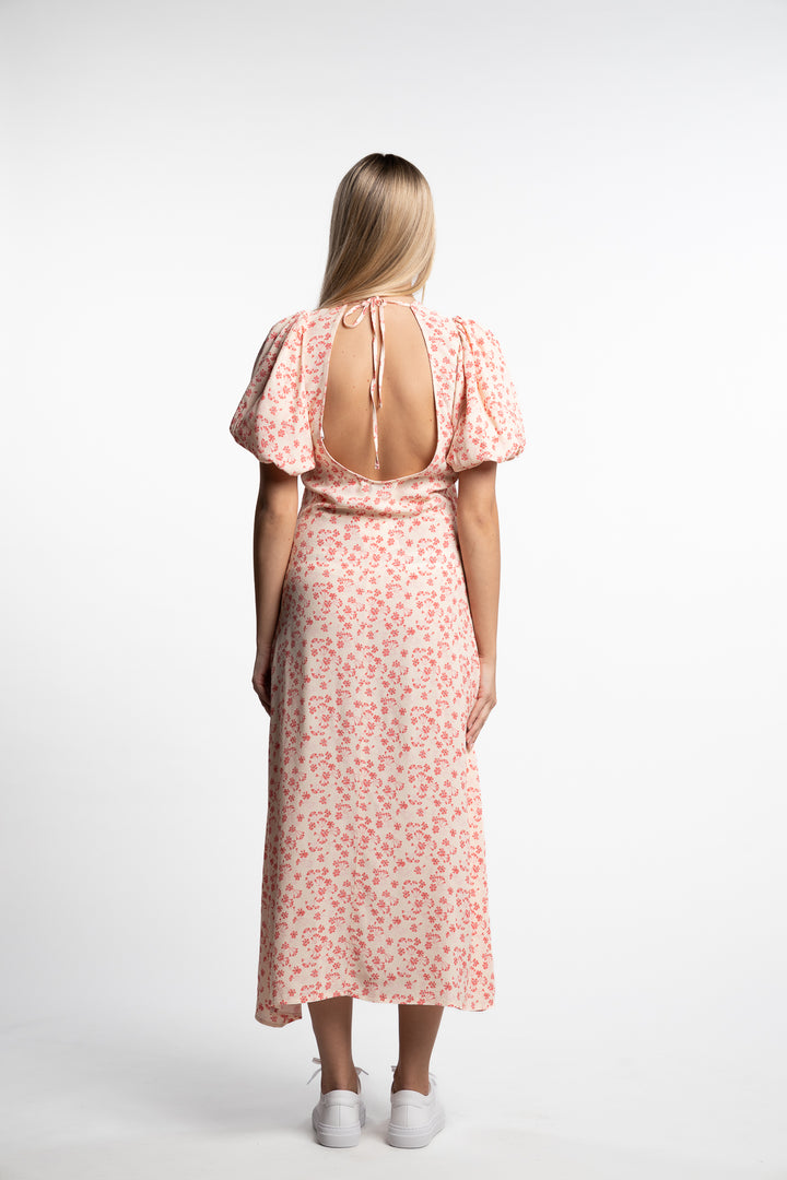 Athilda Dress- Cream Pink Flower