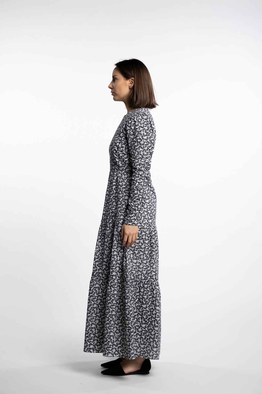 Dora Dress- Navy Rosehip Print