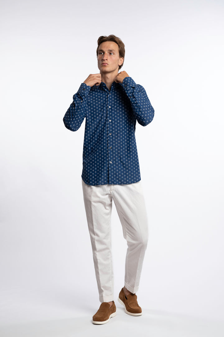 Active Stretch Shirt Checkered Blue