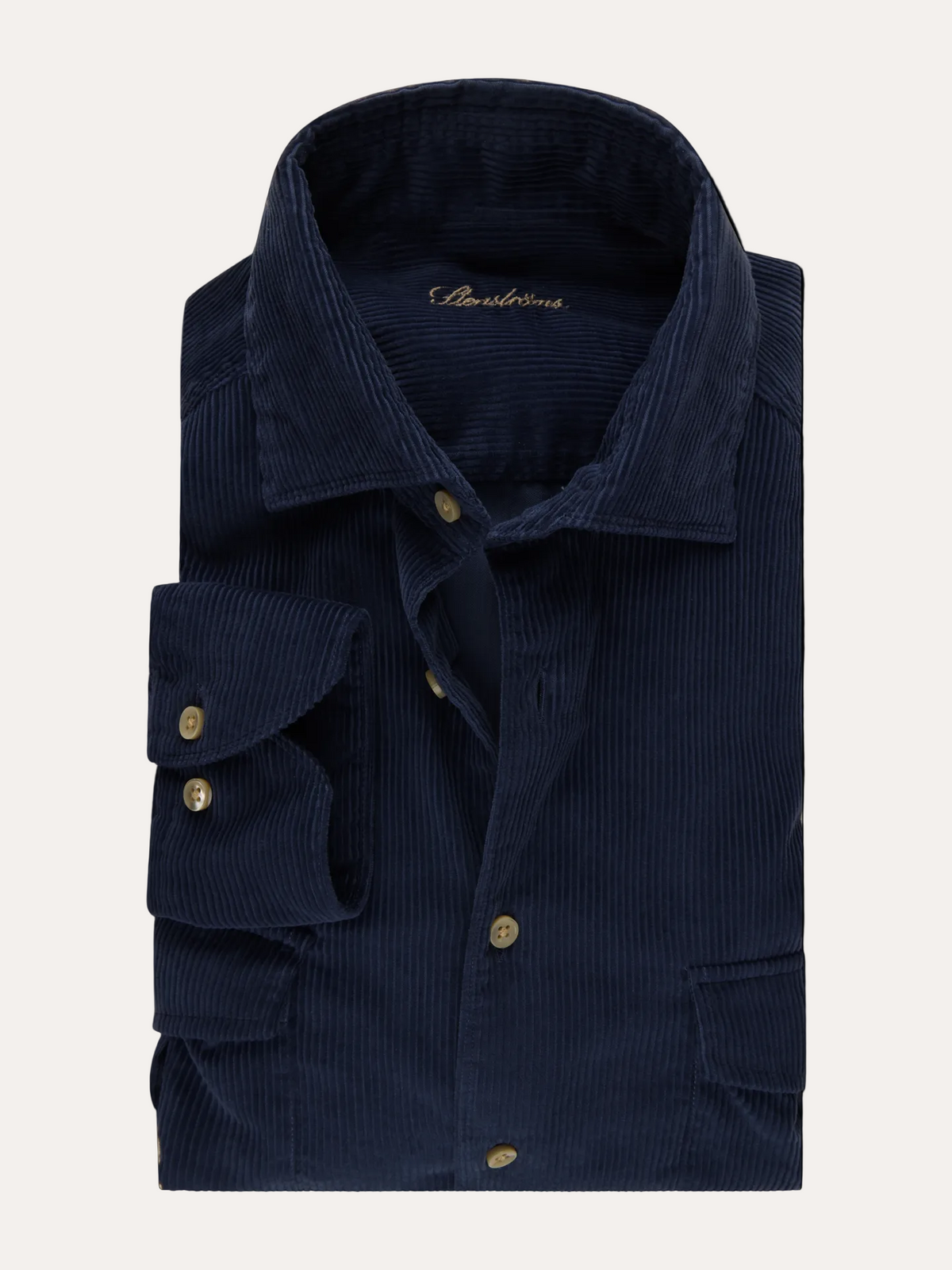Regular Casual Double Pockets Corduroy Shirt Navy - packshot foldet